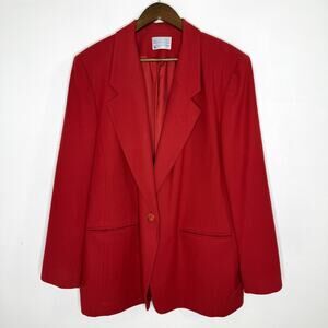 Vintage Pendleton Blazer Womens 20W Red Wool Single Button Lined Made In USA